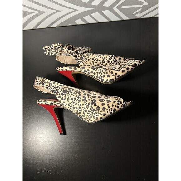 Betsey Johnson Irving Heels Leopard Animal Print big bow mobwife Shoes Size 6.5 - Picture 5 of 7